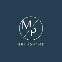 Initial letter MP logo monogram with circle line style vector