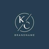 Initial letter KC logo monogram with circle line style vector