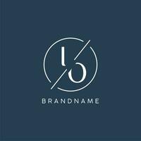 Initial letter IO logo monogram with circle line style vector
