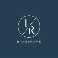 Initial letter IR logo monogram with circle line style vector