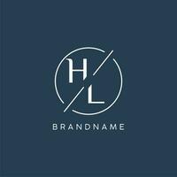 Initial letter HL logo monogram with circle line style vector