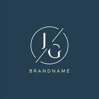 Initial letter JG logo monogram with circle line style vector