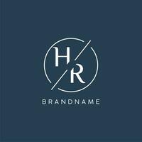 Initial letter HR logo monogram with circle line style vector