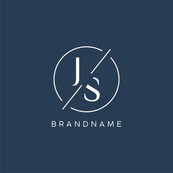 Initial letter JS logo monogram with circle line style vector