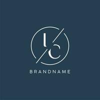 Initial letter IC logo monogram with circle line style vector