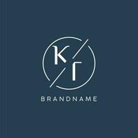 Initial letter KT logo monogram with circle line style vector