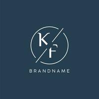 Initial letter KF logo monogram with circle line style vector