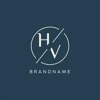 Initial letter HV logo monogram with circle line style vector
