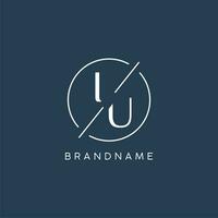 Initial letter IU logo monogram with circle line style vector