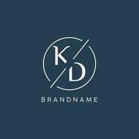 Initial letter KD logo monogram with circle line style vector