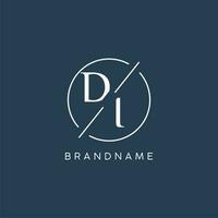 Initial letter DI logo monogram with circle line style vector