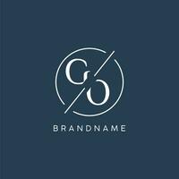 Initial letter GO logo monogram with circle line style vector