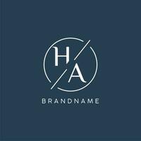 Initial letter HA logo monogram with circle line style vector