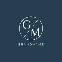 Initial letter GM logo monogram with circle line style vector