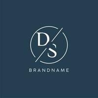 Initial letter DS logo monogram with circle line style vector