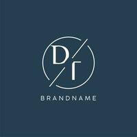 Initial letter DT logo monogram with circle line style vector