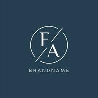 Initial letter FA logo monogram with circle line style vector