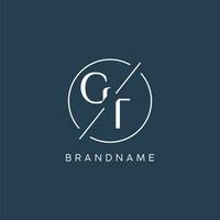 Initial letter GT logo monogram with circle line style vector