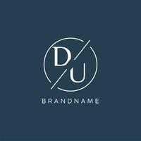 Initial letter DU logo monogram with circle line style vector