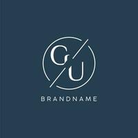 Initial letter GU logo monogram with circle line style vector