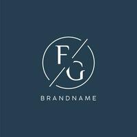 Initial letter FG logo monogram with circle line style vector