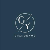 Initial letter GY logo monogram with circle line style vector