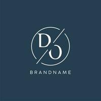 Initial letter DO logo monogram with circle line style vector