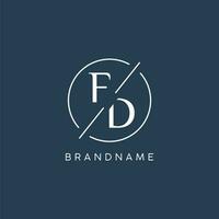 Initial letter FD logo monogram with circle line style vector