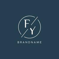 Initial letter FY logo monogram with circle line style vector