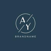 Initial letter AY logo monogram with circle line style vector