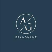 Initial letter AG logo monogram with circle line style vector