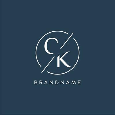 Initial letter CK logo monogram with circle line style
