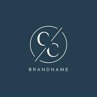 Initial letter CC logo monogram with circle line style vector