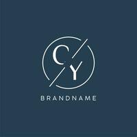 Initial letter CY logo monogram with circle line style vector