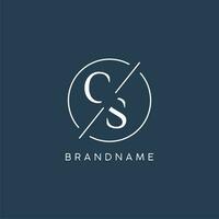 Initial letter CS logo monogram with circle line style vector