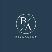 Initial letter BA logo monogram with circle line style vector