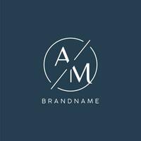 Initial letter AM logo monogram with circle line style vector