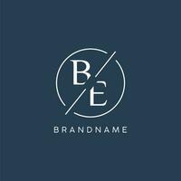 Initial letter BE logo monogram with circle line style vector