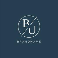 Initial letter BU logo monogram with circle line style vector