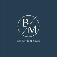 Initial letter BM logo monogram with circle line style vector