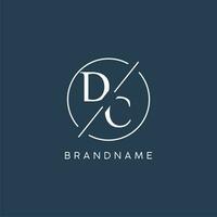 Initial letter DC logo monogram with circle line style vector