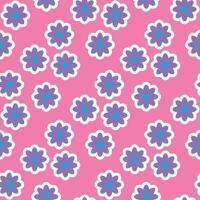 Y2K floral pattern. Funny funky retro flowers background vector