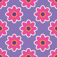 Y2K floral pattern. Funny funky retro flowers background vector