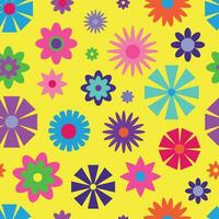 Y2K floral pattern. Funny funky retro flowers background vector