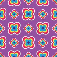 Y2K floral pattern. Funny funky retro flowers background vector