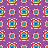 Y2K floral pattern. Funny funky retro flowers background vector