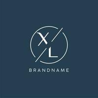 Initial letter XL logo monogram with circle line style vector