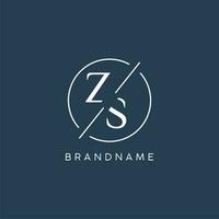 Initial letter ZS logo monogram with circle line style vector