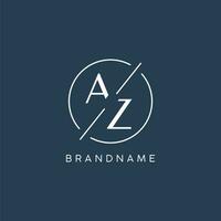 Initial letter AZ logo monogram with circle line style vector