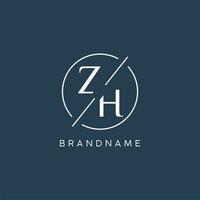 Initial letter ZH logo monogram with circle line style vector